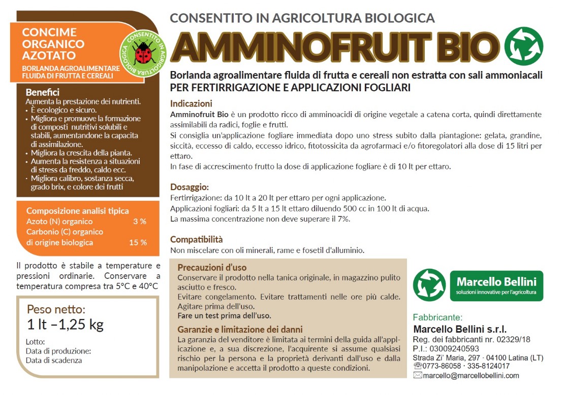 etichetta Amminofruit BIO